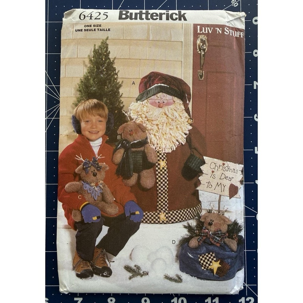 Butterick Luv 'N Stuff Pattern 6425 Porch 28" Tall Santa & 14" Reindeer + Uncut